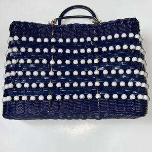 VTG,NAVY BLUE HANDBAG MADE IN HONG KONG 100% WOMEN BAG